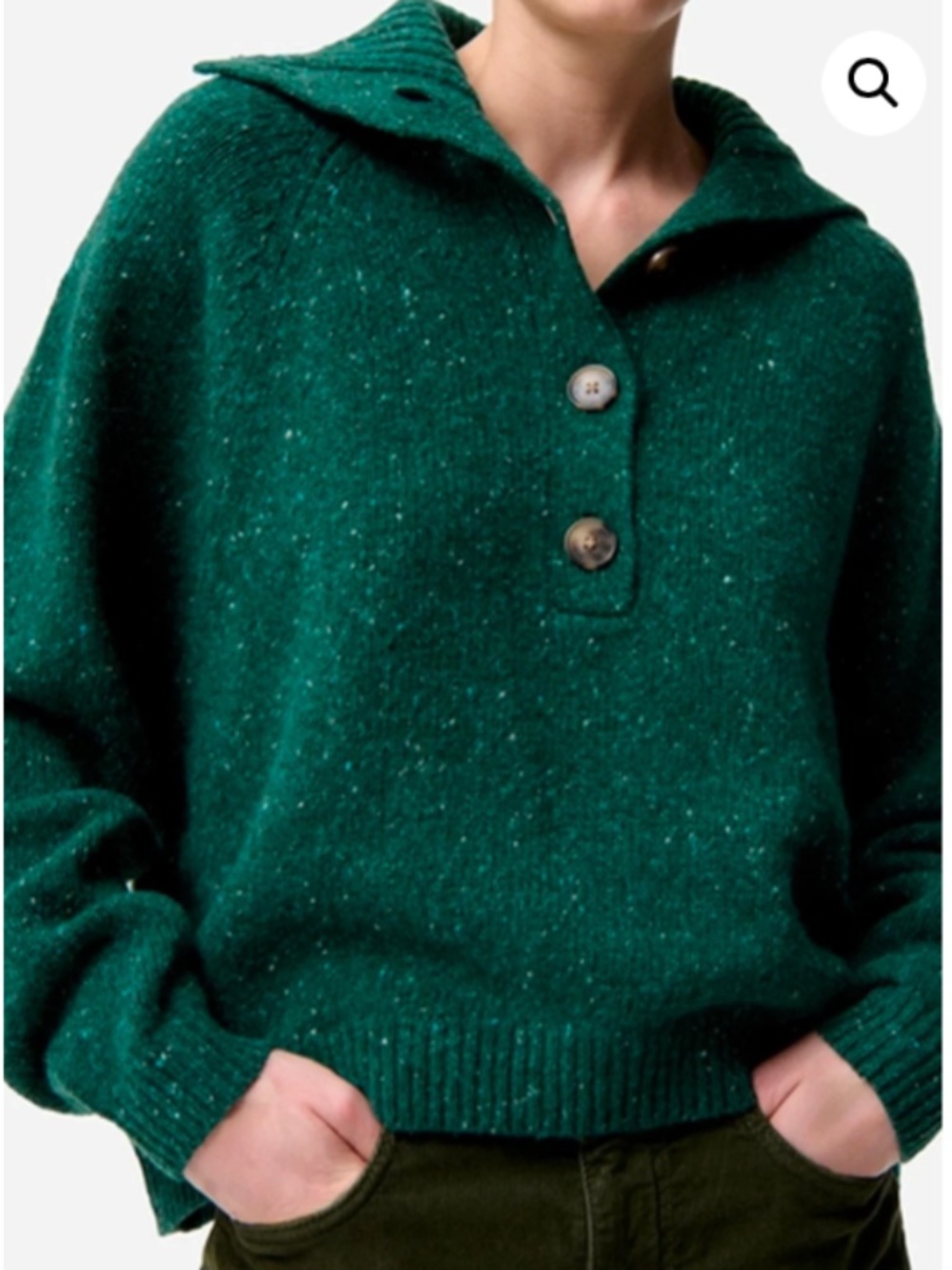 NWOT orig $595 Vanessa Bruno Green Speckled Button Polo Sweater